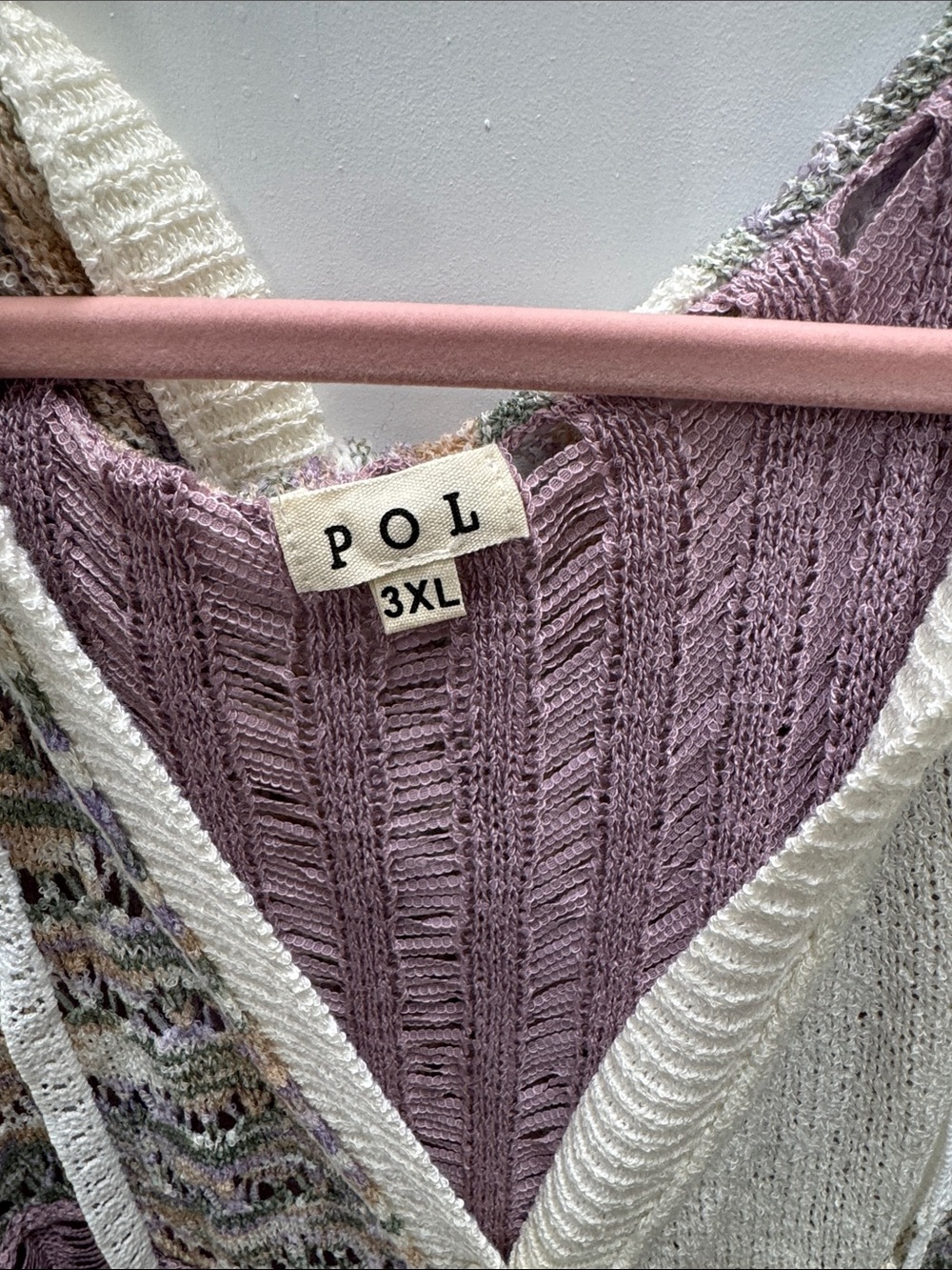 NWOT POL Lavender, Cream and Tan Mixed-Knit Hooded Cardigan - Picture 4 of 6